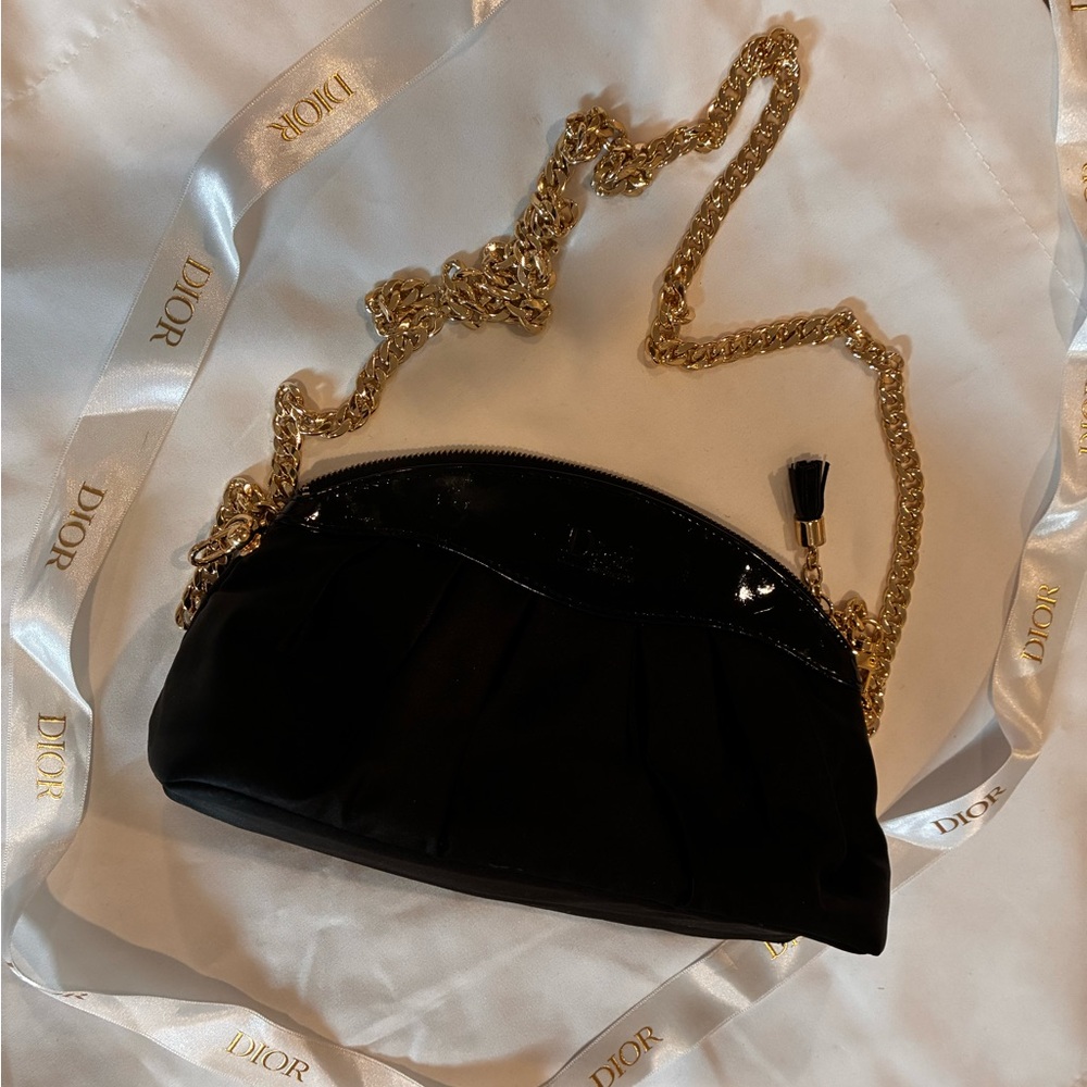 Dior Black Up cycled Crossbody Bag with Gold Chain